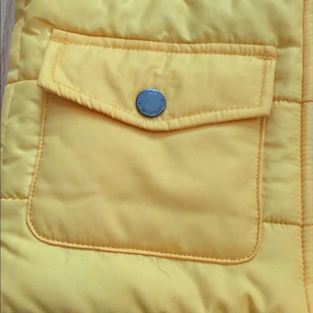 Little Me Toddler Sunny Yellow Kids Hooded Fleece Puffer Vest size 2T